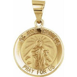 14K Yellow 15 mm Round Hollow St. Jude Medal - Siddiqui Jewelers