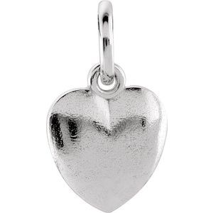14K White 15.15x8.9 mm Puffed Heart Charm with Jump Ring - Siddiqui Jewelers