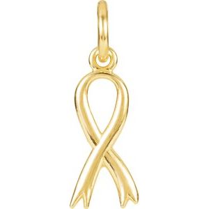 14K Yellow Breast Cancer Awareness Ribbon Charm with Jump Ring - Siddiqui Jewelers