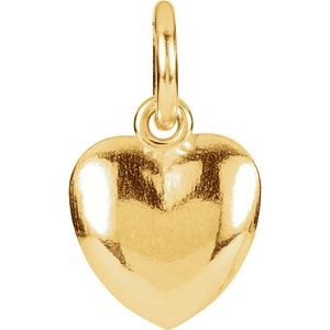 14K Yellow 15.5x8.9 mm Puffed Heart Charm with Jump Ring - Siddiqui Jewelers