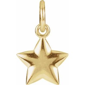 14K Yellow 15.75x9.75 mm Puffed Star Charm with Jump Ring - Siddiqui Jewelers