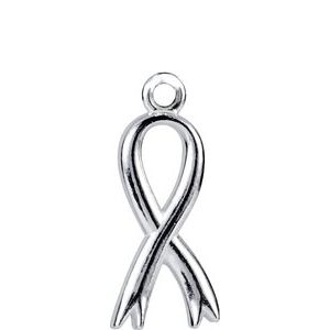 Sterling Silver Breast Cancer Awareness Ribbon Charm with Jump Ring - Siddiqui Jewelers