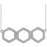 14K White 1/4 CTW Diamond Geometric 16-18" Necklace - Siddiqui Jewelers