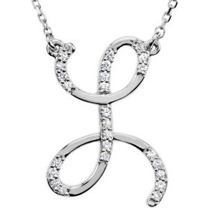 Sterling Silver 1/8 CTW Diamond Initial L 16" Necklace - Siddiqui Jewelers