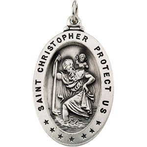 Sterling Silver 29x20 mm St. Christopher Medal  -Siddiqui Jewelers