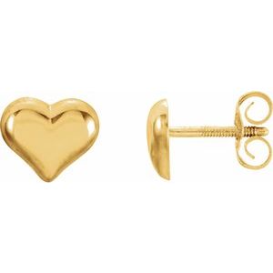 14K Yellow Puffed Heart Earrings - Siddiqui Jewelers
