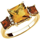 14K Yellow Citrine & .06 CTW Diamond Ring - Siddiqui Jewelers