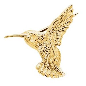 14K Yellow 19x21 mm Hummingbird Brooch - Siddiqui Jewelers