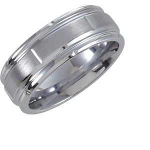 White PVD Tungsten 8 mm Grooved Band Size 9 - Siddiqui Jewelers
