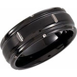 Black PVD Tungsten 8 mm Grooved Band Size 8.5 - Siddiqui Jewelers