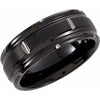 Black PVD Tungsten 8 mm Grooved Band Size 12 - Siddiqui Jewelers