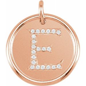 14K Rose 1/10 CTW Diamond Initial E Pendant - Siddiqui Jewelers