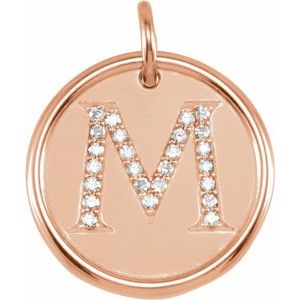 14K Rose 1/8 CTW Diamond Initial M Pendant - Siddiqui Jewelers