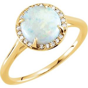 14K Yellow Opal & .05 CTW Diamond Ring - Siddiqui Jewelers