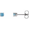 14K White 3 mm Round Swiss Blue Topaz Youth Birthstone Earrings - Siddiqui Jewelers