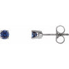 14K White 3 mm Round Blue Sapphire Youth Birthstone Earrings - Siddiqui Jewelers