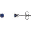 14K White 3 mm Round Imitation Blue Sapphire Youth Birthstone Earrings - Siddiqui Jewelers
