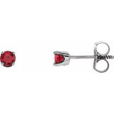 Sterling Silver 3 mm Round Imitation Ruby Youth Birthstone Earrings - Siddiqui Jewelers