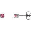 14K White 3 mm Round Pink Tourmaline Youth Birthstone Earrings - Siddiqui Jewelers