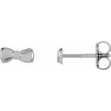 14K White 6.5x3.1 mm Bow Earrings - Siddiqui Jewelers