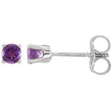 Sterling Silver 3 mm Round Imitation Amethyst Youth Birthstone Earrings - Siddiqui Jewelers