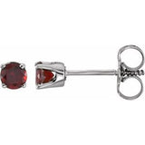 14K White 3 mm Round Mozambique Garnet Youth Birthstone Earrings - Siddiqui Jewelers