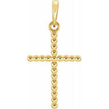 14K Yellow 17.5x12.1 mm Beaded Cross Pendant - Siddiqui Jewelers