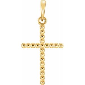 14K Yellow 17.5x12.1 mm Beaded Cross Pendant - Siddiqui Jewelers