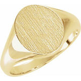 10K Yellow 11x9.5 mm Oval Signet Ring-Siddiqui Jewelers