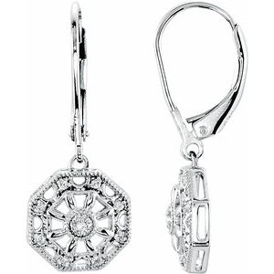 Sterling Silver .07 CTW Diamond Lever Back Earrings - Siddiqui Jewelers