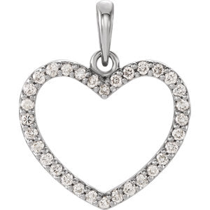 14K White 1/4 CTW Diamond Heart Pendant - Siddiqui Jewelers