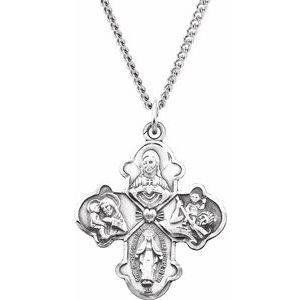 Sterling Silver 31x26 mm Four-Way Cross 24" Necklace - Siddiqui Jewelers