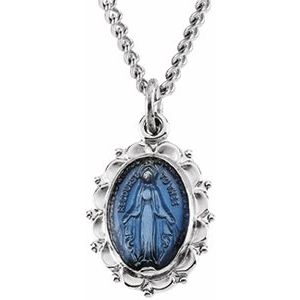 Sterling Silver 15x12 mm Oval Miraculous 18" Necklace - Siddiqui Jewelers