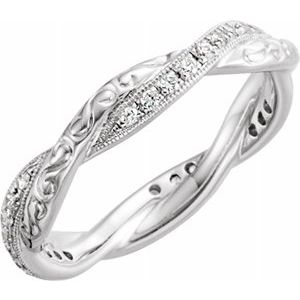 14K White 1/5 CTW Diamond Design-Engraved  Eternity Band Size 6 - Siddiqui Jewelers