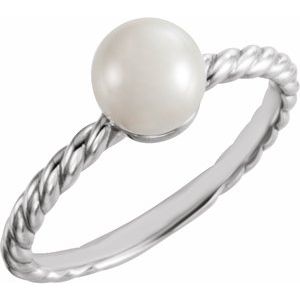 14K White 6.5-7.0 mm Cultured Freshwater Pearl Ring - Siddiqui Jewelers