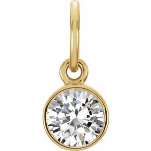 14K Yellow 4 mm Round Imitation Diamond Birthstone Charm - Siddiqui Jewelers