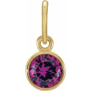 14K Yellow 4 mm Round Imitation Ruby Birthstone Charm - Siddiqui Jewelers