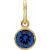 14K Yellow 4 mm Round Imitation Blue Sapphire Birthstone Charm - Siddiqui Jewelers