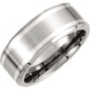 Titanium & Sterling Silver Inlay 9 mm Beveled Edge Band Size 12 - Siddiqui Jewelers