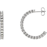 14K White 1 5/8 CTW Diamond Hoop Earrings - Siddiqui Jewelers