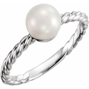 Sterling Silver 5.5-6.0 mm Cultured Freshwater Pearl Ring - Siddiqui Jewelers