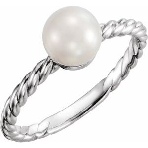 14K White 7.5-8.0 mm Cultured Freshwater Pearl Ring - Siddiqui Jewelers