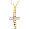 14K Yellow 1.2 mm Round Cubic Zirconia Cross 15" Necklace - Siddiqui Jewelers