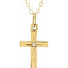 14K Yellow .005 CT Diamond Cross 15" Necklace - Siddiqui Jewelers