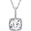 Sterling Silver 7 mm Lab-Created White Sapphire & .015 CTW Diamond 18" Necklace - Siddiqui Jewelers