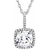 Sterling Silver 7 mm Lab-Created White Sapphire & .015 CTW Diamond 18" Necklace - Siddiqui Jewelers