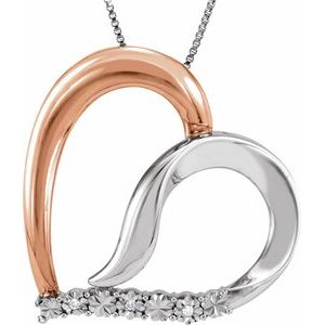 14K Rose Gold-Plated Sterling Silver .02 CTW Diamond Heart 18" Necklace - Siddiqui Jewelers