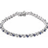 14K White Lab-Grown Blue Sapphire & 1/10 CTW Diamond Line 7" Bracelet - Siddiqui Jewelers