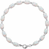 14K White Lab-Grown Opal Line 7" Bracelet - Siddiqui Jewelers