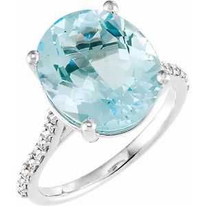 14K White Sky Blue Topaz & 1/4 CTW Diamond Ring - Siddiqui Jewelers